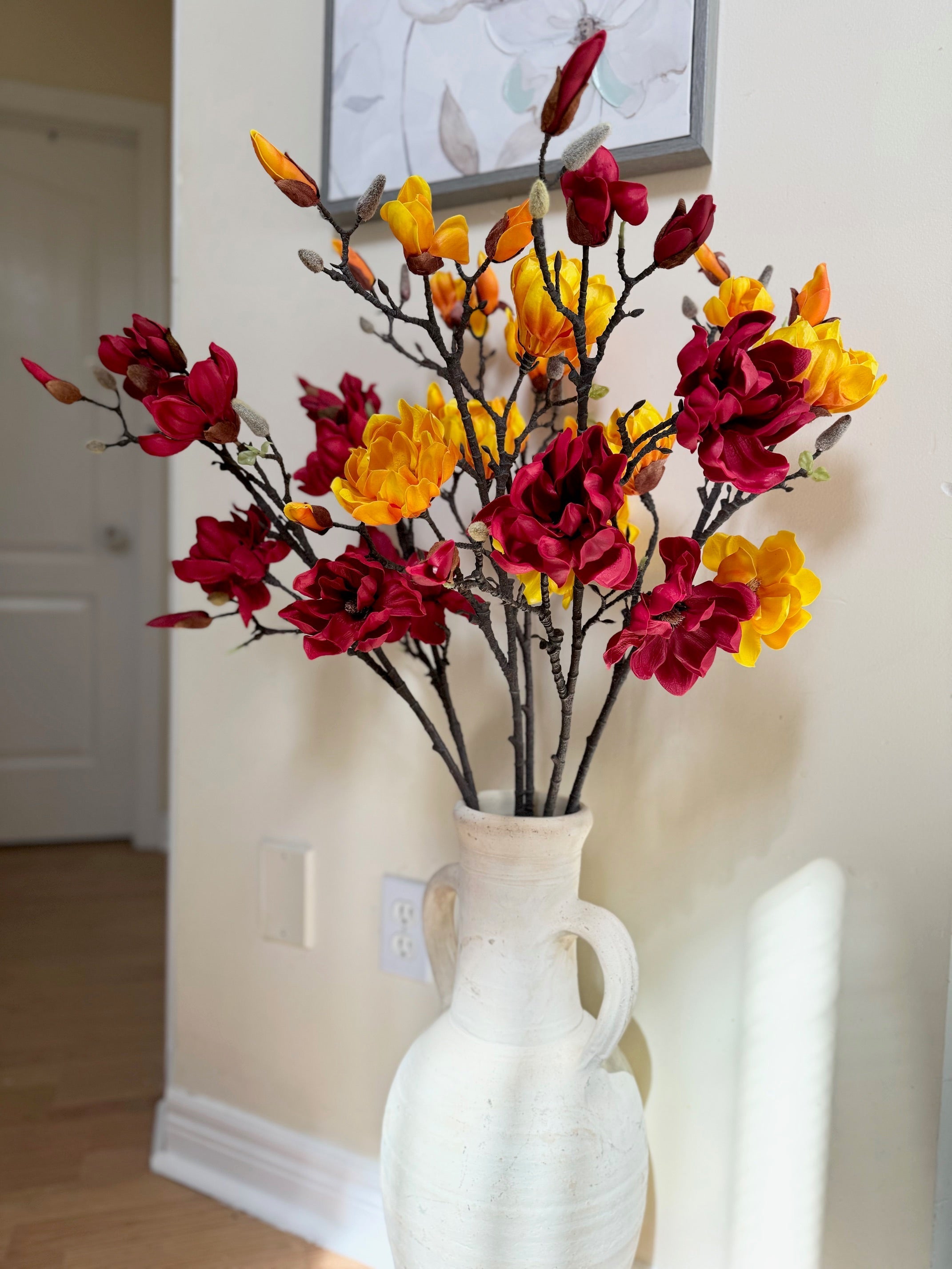 magnolia flowers branches faux